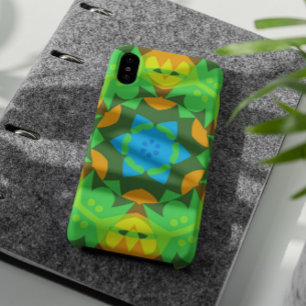 Retro Mandala Flower Green Yellow and Blue Case-Mate iPhone Case