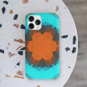 Retro Mandala Flower Orange and Blue Case-Mate iPhone Case