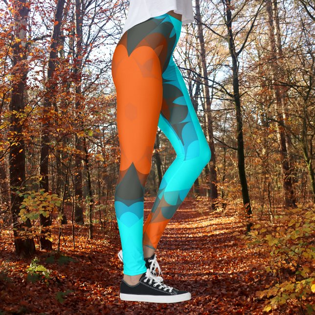 Retro Mandala Flower Orange and Blue Leggings (Creator Uploaded)