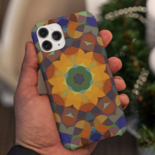 Retro Mandala Flower Orange Blue and Green Case-Mate iPhone Case