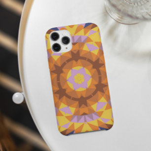 Retro Mandala Flower Orange Blue and Yellow Case-Mate iPhone Case