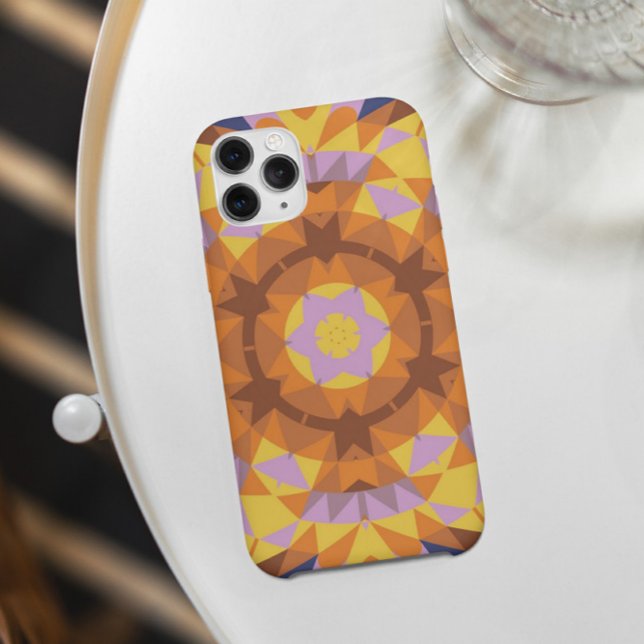 Retro Mandala Flower Orange Blue and Yellow Case-Mate iPhone Case (Creator Uploaded)