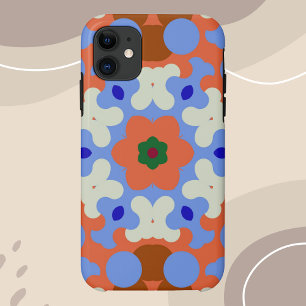 Retro Mandala Flower Orange Blue and Yellow Case-Mate iPhone Case