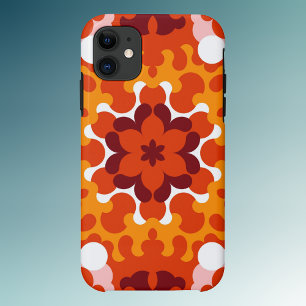 Retro Mandala Flower Orange White and Yellow Case-Mate iPhone Case