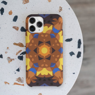 Retro Mandala Flower Orange Yellow and Blue Case-Mate iPhone Case