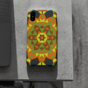 Retro Mandala Flower Orange Yellow and Blue Case-Mate iPhone Case
