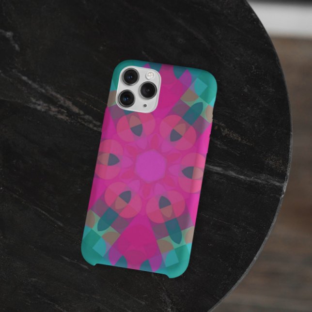 Retro Mandala Flower Pink and Blue Case-Mate iPhone Case (Creator Uploaded)