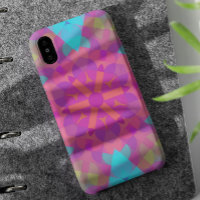 Retro Mandala Flower Pink Blue and Purple