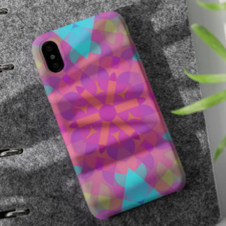 Retro Mandala Flower Pink Blue and Purple Case-Mate iPhone Case