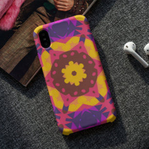Retro Mandala Flower Pink Purple and Yellow Case-Mate iPhone Case