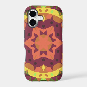 Retro Mandala Flower Purple Orange and Green