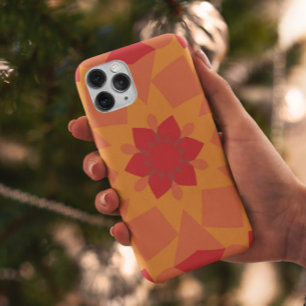 Retro Mandala Flower Red and Orange Case-Mate iPhone Case