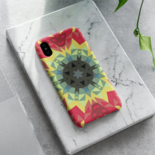 Retro Mandala Flower Red and Yellow Case-Mate iPhone Case