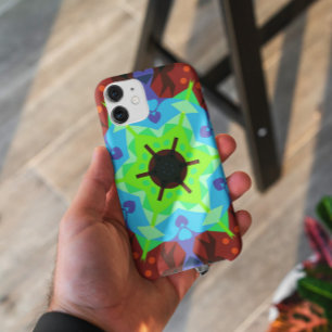 Retro Mandala Flower Red Blue and Green Case-Mate iPhone Case