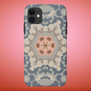 Retro Mandala Flower Tan Blue and Orange Case-Mate iPhone Case