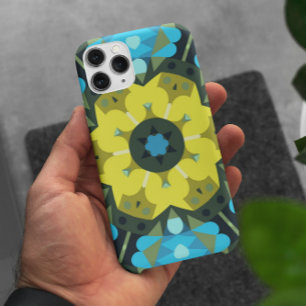 Retro Mandala Flower Yellow and Blue Case-Mate iPhone Case