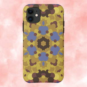 Retro Mandala Flower Yellow and Blue Case-Mate iPhone Case