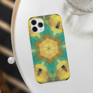 Retro Mandala Flower Yellow Blue and Green