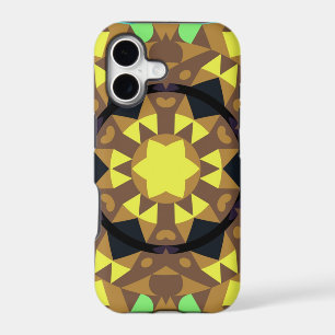 Retro Mandala Flower Yellow Blue and Green