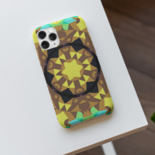 Retro Mandala Flower Yellow Blue and Green Case-Mate iPhone Case