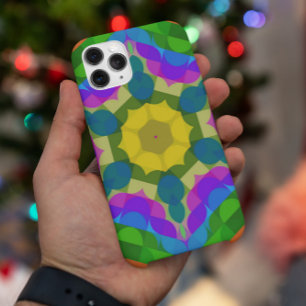 Retro Mandala Flower Yellow Blue and Purple Case-Mate iPhone Case