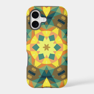 Retro Mandala Flower Yellow Green and Orange