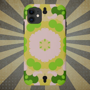 Retro Mandala Flower Yellow Green and White Case-Mate iPhone Case