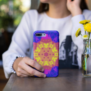 Retro Mandala Flower Yellow Pink and Blue Case-Mate iPhone Case