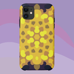Retro Mandala Flower Yellow Purple and Green Case-Mate iPhone Case