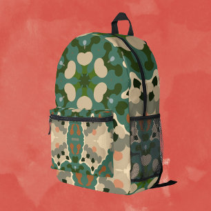 Retro Mandala Green Brown and Orange Printed Backpack