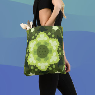 Retro Mandala Green Tote Bag