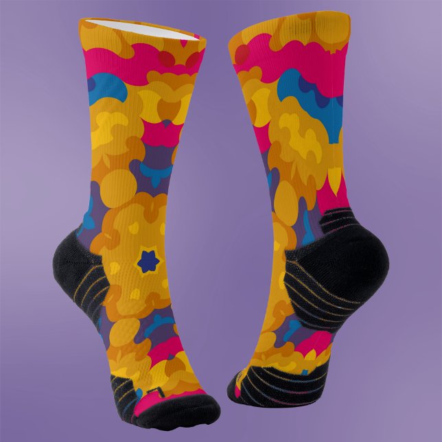 Retro Mandala Orange Blue and Pink Socks (Creator Uploaded)