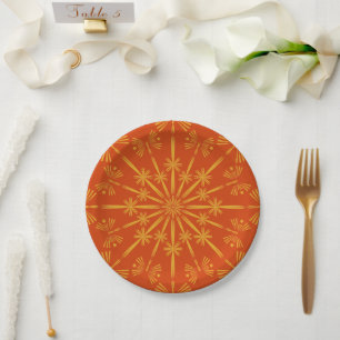 Retro Mandala Papaya 7" Paper Plates