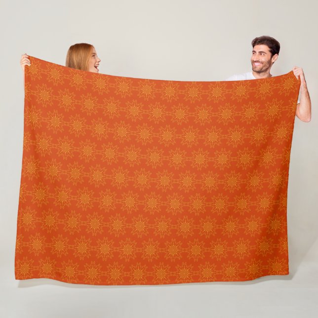 Retro Mandala Papaya Fleece Blanket (3 Sizes) (In Situ)
