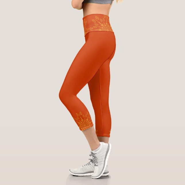 Retro Mandala Papaya High Waisted Capris (Left)