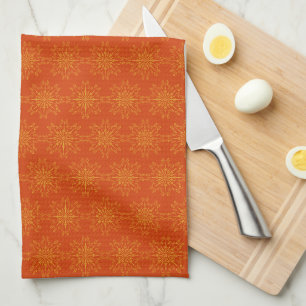 Retro Mandala Papaya Kitchen Towel