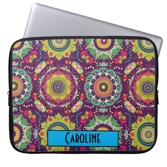 Retro Mandala Pattern Laptop Sleeve (Front)