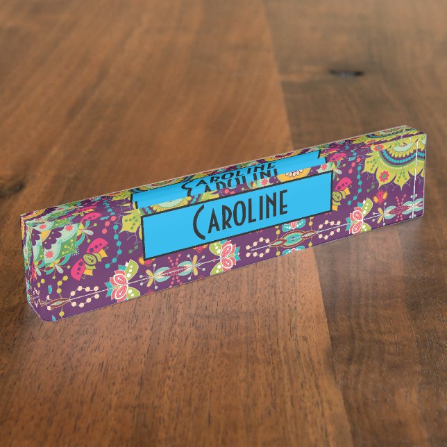 Retro Mandala Pattern Nameplate (Side)