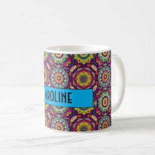 Retro Mandala Pattern Personalised Coffee Mug