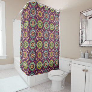 Retro Mandala Pattern Shower Curtain