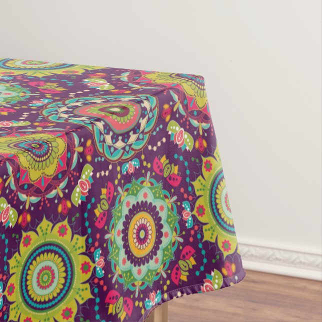 Retro Mandala Pattern Tablecloth (In Situ)