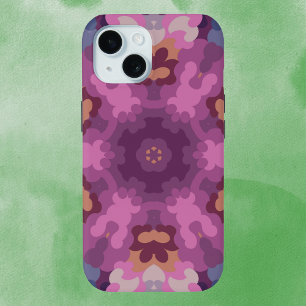 Retro Mandala Purple Pink and Orange iPhone 15 Case