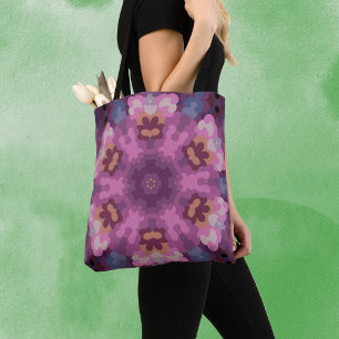 Retro Mandala Purple Pink and Orange Tote Bag