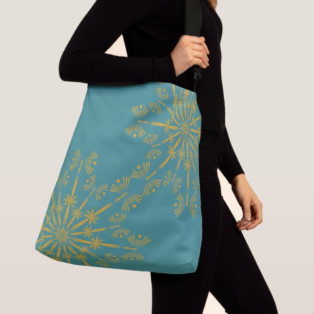 Retro Mandala Teal Crossbody Bag (Close Up)