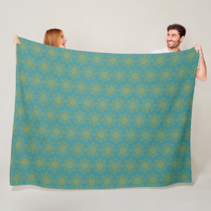 Retro Mandala Teal Fleece Blanket (3 Sizes)