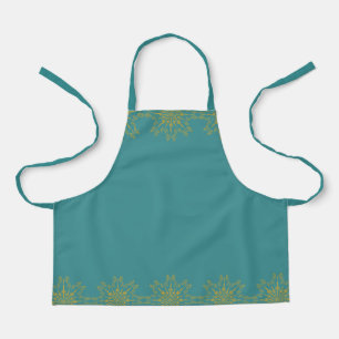 Retro Mandala Teal Small Apron