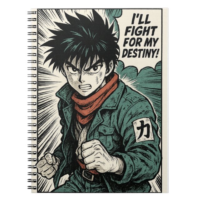 Retro Manga Anime Notebook Spiral Journal (Front)