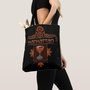 Retro Manhattan Cocktail Illustration Tote Bag