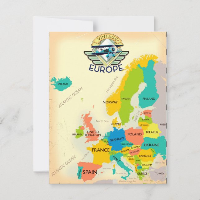 Retro Map Of Europe. (Front)