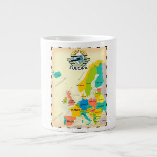 Retro Map Of Europe. Large Coffee Mug
